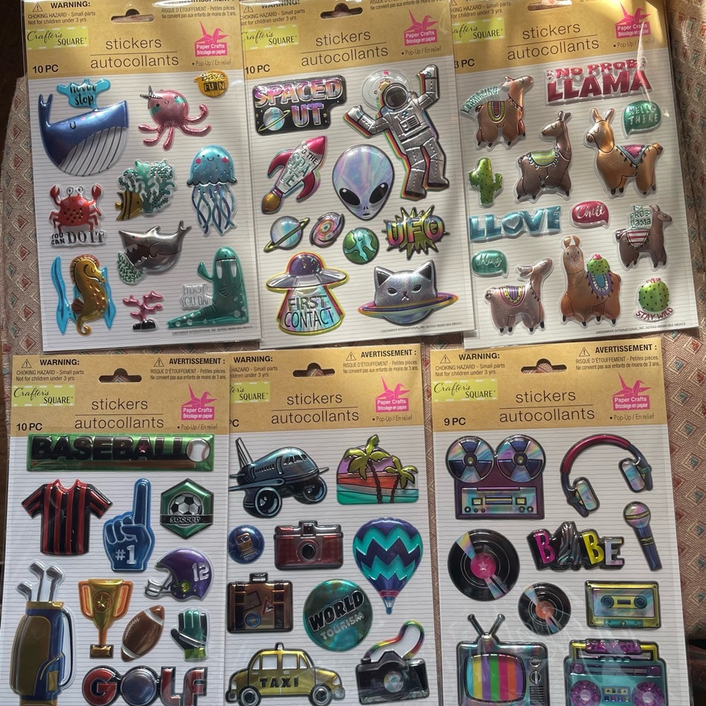 24 packs Craft Smart Metallic Puffy Sticker Packs - Assorted Colors